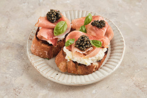 Italian Burrata Crostini with Osetra Caviar
