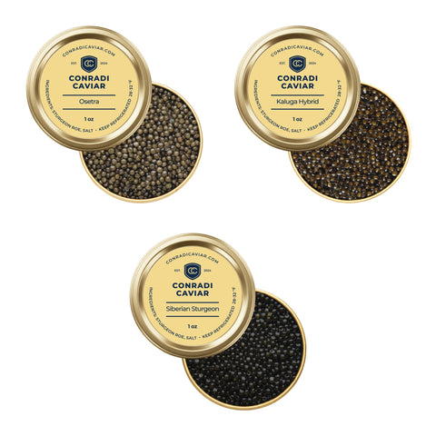 Classic Osetra, Kaluga Hybrid & Siberian Sturgeon Caviar Tasting Set (3 x 1.76 oz)